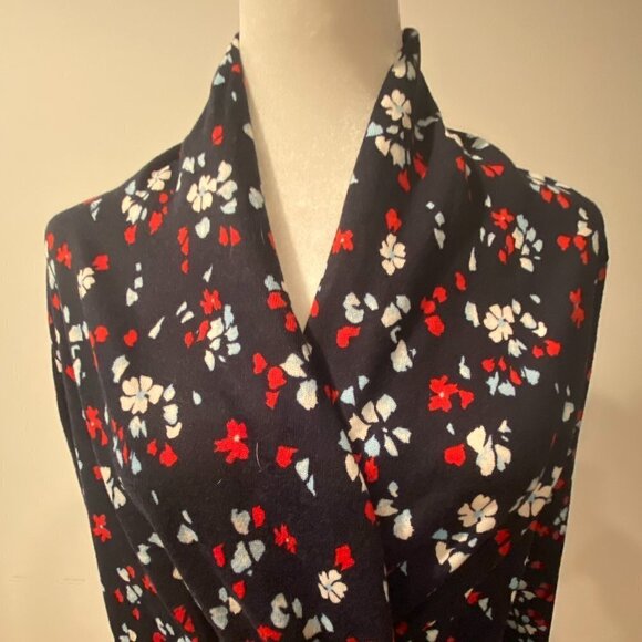 Ladies LOFT Navy with Red and White Accent Cross Front Pullover Shirt Size Small - Picture 3 of 6